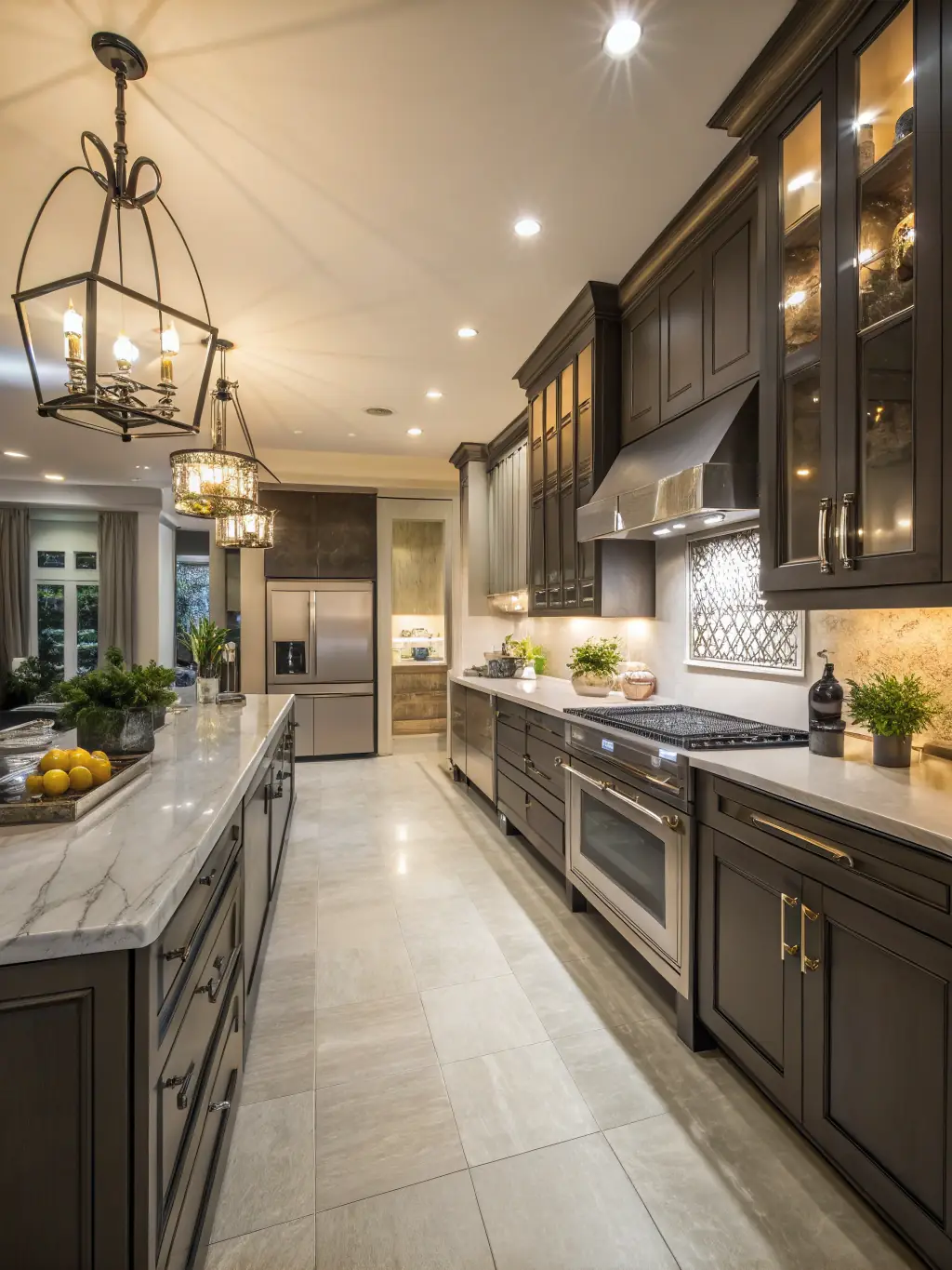 A modern kitchen with sleek countertops, stainless steel appliances, and stylish lighting, showcasing a recent kitchen renovation project.